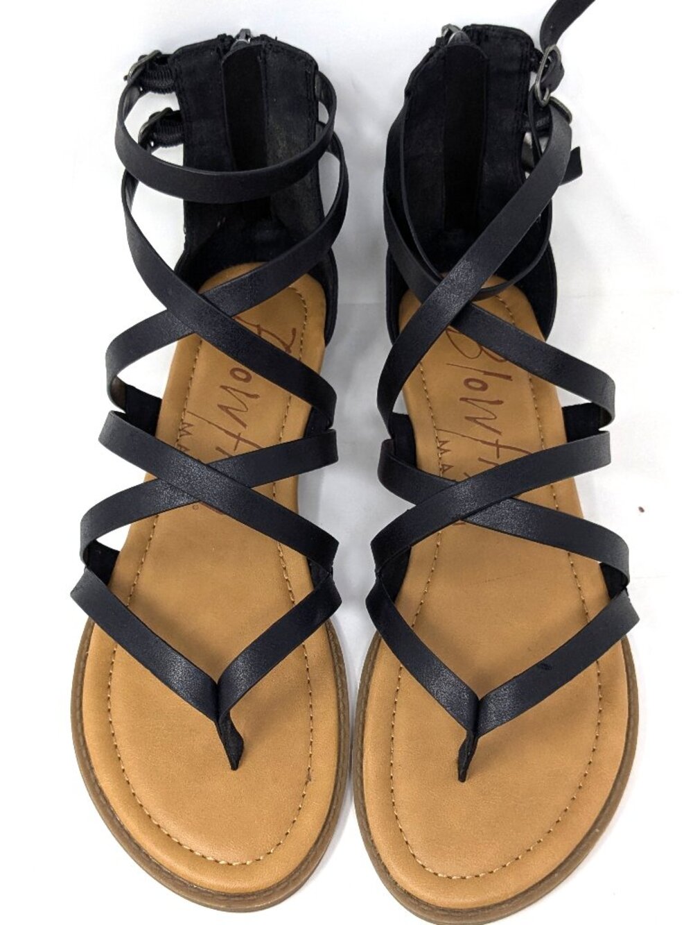 Blowfish Malibu Bungalow Wedge Strappy Sandals Womens Size 11 Ankle Strap Thong